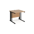 Dams Maestro 25 800mm deep straight desk with cable managed leg in beech finish, sturdy workspace for office or home use.