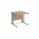 Dams Maestro 25 800mm deep straight desk in beech finish with cable-managed legs, suitable for office or workspace.