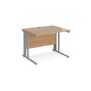 Dams Maestro 25 800mm deep straight desk with cable-managed Beech legs and surface, ideal for modern office workspace.