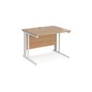 Dams Maestro 25 800mm deep straight desk in beech with cable-managed legs and modern design.