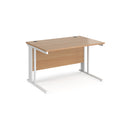 Dams Maestro 25 800mm deep straight desk with cable-managed leg in beech finish, featuring a sleek modern design.
