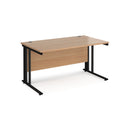 Dams Maestro 25 800mm deep straight desk with cable-managed beech wood surface and sturdy legs, ideal for office workspaces.