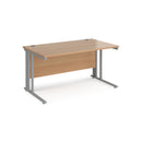 Dams Maestro 25 800mm deep straight desk with cable-managed leg in beech finish, showcasing the sleek workspace design.