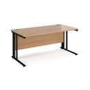 Dams Maestro 25 800mm deep straight desk with cable-managed beech leg, showcasing modern office workspace and durable surface.
