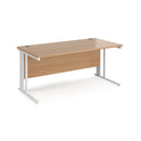 Dams Maestro 25 800mm deep straight desk with cable management leg in beech finish, featuring a modern workspace design