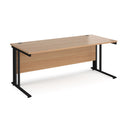 Dams Maestro 25 800mm deep straight desk with cable managed leg in beech wood finish, modern office furniture.