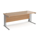 Dams Maestro 25 800mm deep straight desk with cable-managed leg, in beech finish, showing clean, modern workspace design.