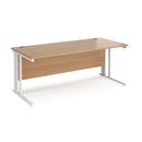 Dams Maestro 25 800mm deep straight desk with cable managed leg in beech wood finish, featuring clean lines and sturdy construction.