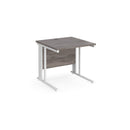 Dams Maestro 25 800mm deep straight desk in grey oak with cable-managed leg for organized workspace.