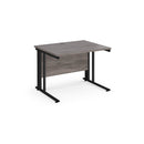 Dams Maestro 25 800mm deep straight desk in grey oak with cable-managed legs, modern office furniture design.