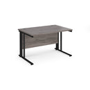 Dams Maestro 25 800mm deep straight desk with grey oak finish and cable-managed legs, ideal for office workspaces.