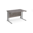 Dams Maestro 25 800mm deep straight desk with cable-managed grey oak legs and surface, modern office furniture.