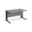 Dams Maestro 25 800mm deep straight desk in grey oak with cable-managed leg and modern design.