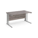 Dams Maestro 25 800mm deep straight desk with grey oak finish and cable managed leg, ideal for office workspace.