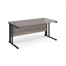 Dams Maestro 25 800mm deep straight desk with cable-managed leg in grey oak finish, showing clean, modern workspace setup