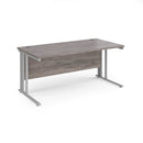 Dams Maestro 25 800mm deep straight desk in grey oak with cable-managed legs, featuring a sleek modern design.