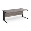 Dams Maestro 25 800mm deep straight desk with grey oak finish and cable-managed leg, ideal for modern office or workspace.