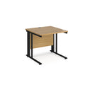 Dams Maestro 25 800mm deep straight desk in oak with cable-managed leg and clean, modern design.