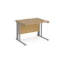 Dams Maestro 25 800mm deep straight oak desk with cable managed leg, showcasing clean, modern office workspace design