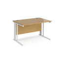 Dams Maestro 25 800mm deep straight oak desk with cable managed leg for organized workspace.