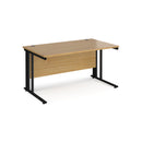 Dams Maestro 25 oak straight desk with 800mm depth and cable managed legs, featuring a sleek, modern design.