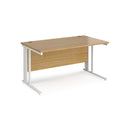 Dams Maestro 25 800mm deep straight oak desk with cable-managed legs and modern design, ideal for office or workspace.