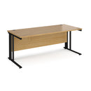 Dams Maestro 25 800mm deep straight desk with oak finish and cable-managed legs, ideal for modern office setups.