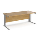 Dams Maestro 25 800mm deep straight desk in oak with cable managed leg, showcasing a modern office workstation design.