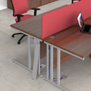 Dams Maestro 25 800mm deep oak straight desk with cable-managed silver leg for organized workspace and modern office setup.