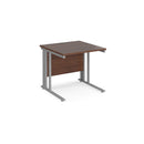 Dams Maestro 25 800mm deep straight desk in walnut with cable-managed legs and a sleek modern design