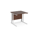 Dams Maestro 25 800mm deep straight desk in walnut finish with cable management leg, modern office workspace furniture