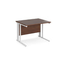 Dams Maestro 25 800mm deep straight walnut desk with cable-managed leg, showcasing sleek wood surface and sturdy construction