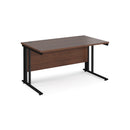 Dams Maestro 25 800mm deep straight walnut desk with cable-managed leg and modern design.