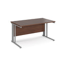Dams Maestro 25 800mm deep straight desk in walnut finish with cable-managed leg for organized workspace.