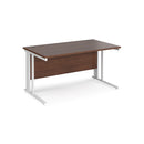 Dams Maestro 25 800mm deep walnut straight desk with cable managed leg and modern design for office workspace.