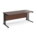 Dams Maestro 25 800mm deep straight desk with walnut finish and cable-managed leg, ideal for modern workspace setup.