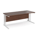 Dams Maestro 25 800mm deep straight desk with walnut finish and cable-managed legs, ideal for home or office workspace.