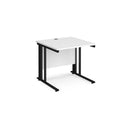 Dams Maestro 25 800mm deep white straight desk with cable-managed legs, sturdy and modern workspace furniture.