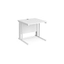 White Maestro 25 800mm deep straight desk by Dams with cable-managed leg, modern office furniture for workspace organization.