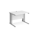 White Maestro 25 800mm deep straight desk by Dams with cable-managed leg, featuring a sleek, modern design.