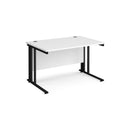 Dams Maestro 25 800mm deep straight desk with white finish and cable managed leg, showcasing a modern office workspace setup.