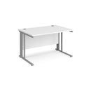 Dams Maestro 25 800mm deep straight desk in white with cable-managed legs, modern office furniture with clean design.