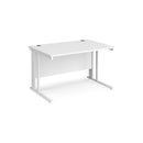 White Maestro 25 800mm deep straight desk with cable-managed leg by Dams, featuring a sleek modern design.