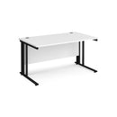 White Maestro 25 800mm deep straight desk by Dams with cable-managed legs, ideal for modern office or workspace setups.