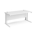 Dams Maestro 25 white 800mm deep straight desk with cable managed leg showing sleek white surface and modern design