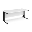White Maestro 25 800mm deep straight desk by Dams with cable managed leg, featuring a sleek modern design and clean lines.