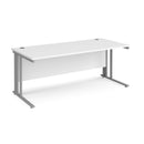 White Dams Maestro 25 800mm deep straight desk with cable-managed leg, showcasing a sleek office workspace with clean lines.