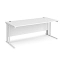 Dams Maestro 25 white 800mm deep straight desk with cable-managed legs and clean modern design.