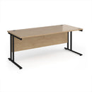 Dams Maestro 25 800mm deep straight desk with Kendal Oak finish and cantilever legs, showcasing a modern office workspace.