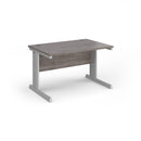Dams Vivo 800mm deep straight desk in grey oak finish, featuring a spacious workspace and modern design.